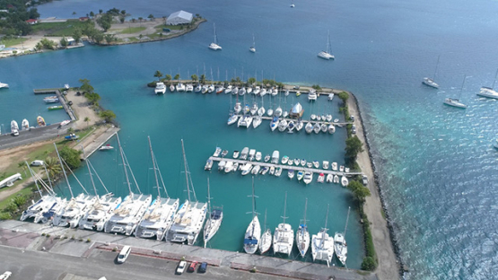 Raiatea, aerial view of the marina of Uturoa, 4K UHD
