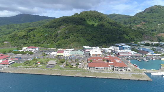 Raiatea, aerial view of the harbour of Uturoa, 4K UHD