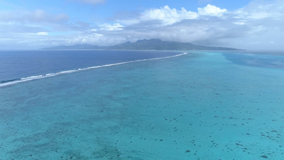 Raiatea, aerial view of the island and the lagoon, 4K UHD