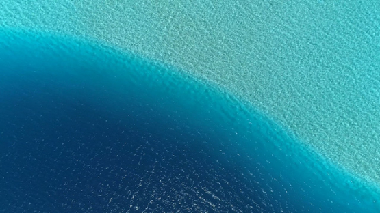 Bora Bora, aerial top down view above the lagoon, 4K UHD