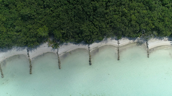 Maupiti, aerial view above the motu Tuanai and beach, 4K UHD