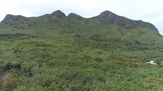 Tubuai, aerial view of the mount Hanareho, 4K UHD