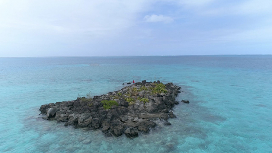 Tubuai, aerial view of the islet Motu Ono, 4K UHD