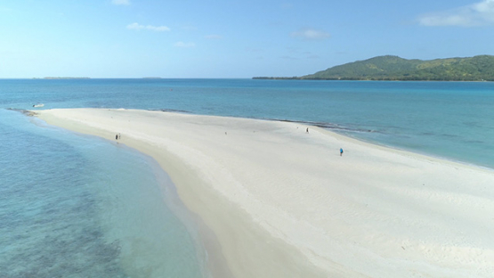 Tubuai, aerial view of the islet Motu Ono, 4K UHD