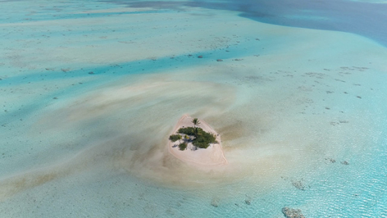 Fakarava, aerial view of islets and pink sand of Tetamanu, 4K UHD