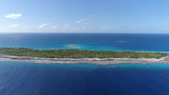 Fakarava, aerial view of the reef near the pass Garuae, 4K UHD