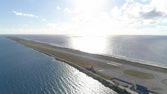 Fakarava, aerial view of the Airport Runway, 4K UHD
