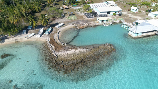 Fakarava, aerial view of a pearl farm in the lagoon, 4K UHD