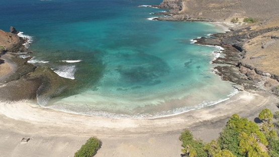 Ua Pou, aerial view of Hakanai beach, 4K UHD