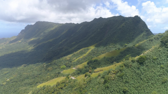 Nuku Hiva, aerial view of the valley Hatiheu, 4K UHD