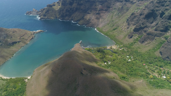 Nuku Hiva, aerial view of Hakaui bay, 4K UHD