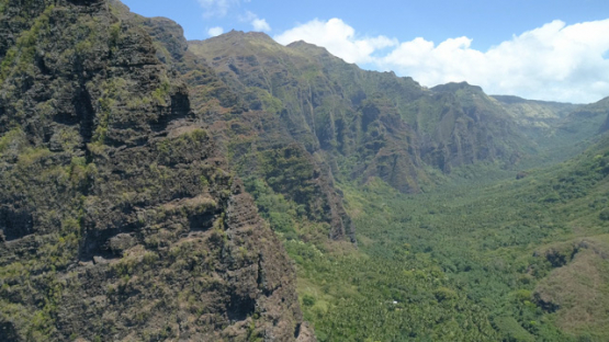 Nuku Hiva, aerial view of the valley Hakaui, 4K UHD