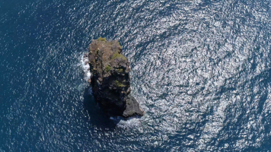 Hiva Oa, aerial view of Hanaiapa bay and the rock, 4K UHD