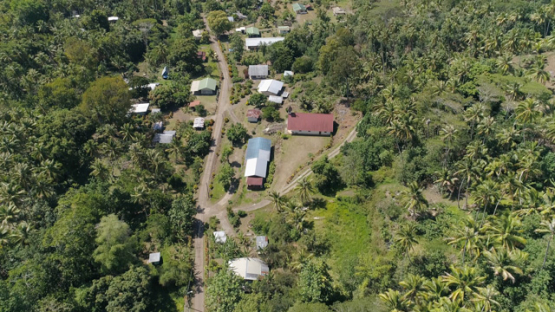 Hiva Oa, aerial view of Hanaiapa bay and above the village, 4K UHD