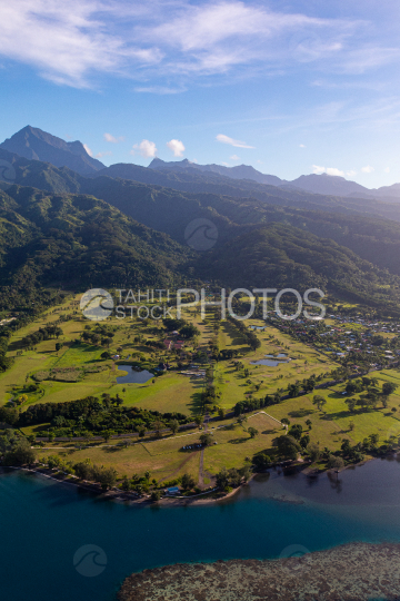 Tahiti, aerial of the golf of Papara