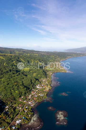 Peninsula of Tahiti, aerial photography of north coast of Tahiti Iti