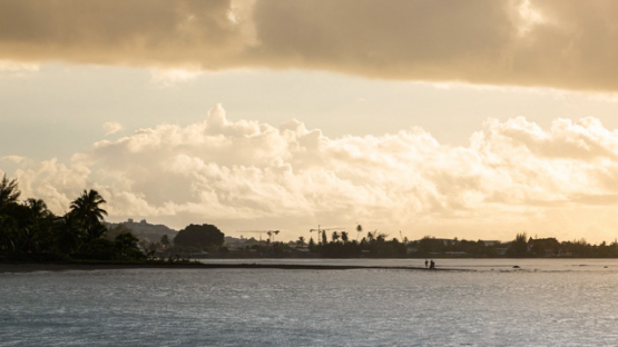Tahiti, timelapse of the sunset clouds over Lafayette beach in Mahina, 4K UHD
