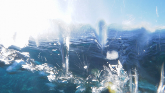 Tahiti, Wave shot from underwater near the coral reef