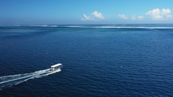 Tahiti, aerial view by drone of fish farming in the lagoon of Taravao, 4K UHD , 4K, UHD