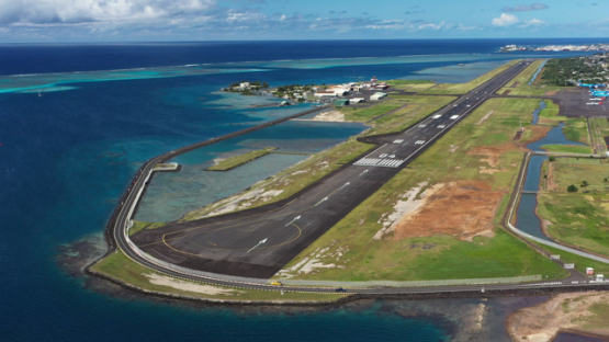 Tahiti, Aerial view of airport of Faaa, 4K UHD