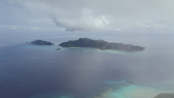 Taravai, Aerial drone view of the island, Gambier archipelago, 4K UHD