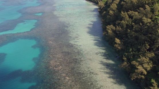 Gambier archipelago, aerial drone view of islands of reef of Mangareva, 4K UHD