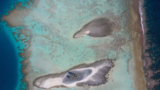 Hikueru, Aerial view of atoll, Tuamotu, Barrier reef, Lagoon, UHD