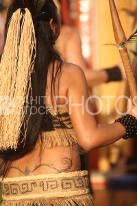 Tatoo and costume on Marquesian Dancer, Tatouage et costume traditionnel d'un danseur Marquisien