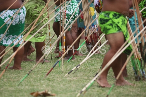 Men with pareos and Traditional Spear Contest
