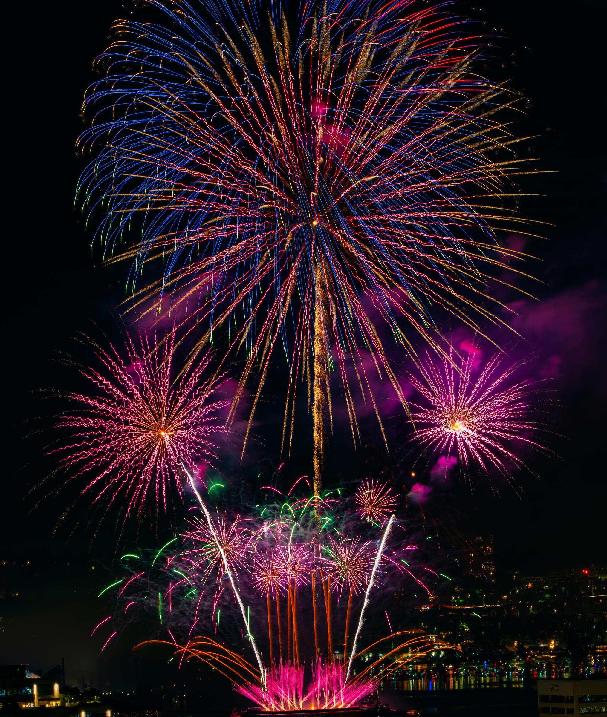 Colorful Fireworks Display Seattle Washington United States