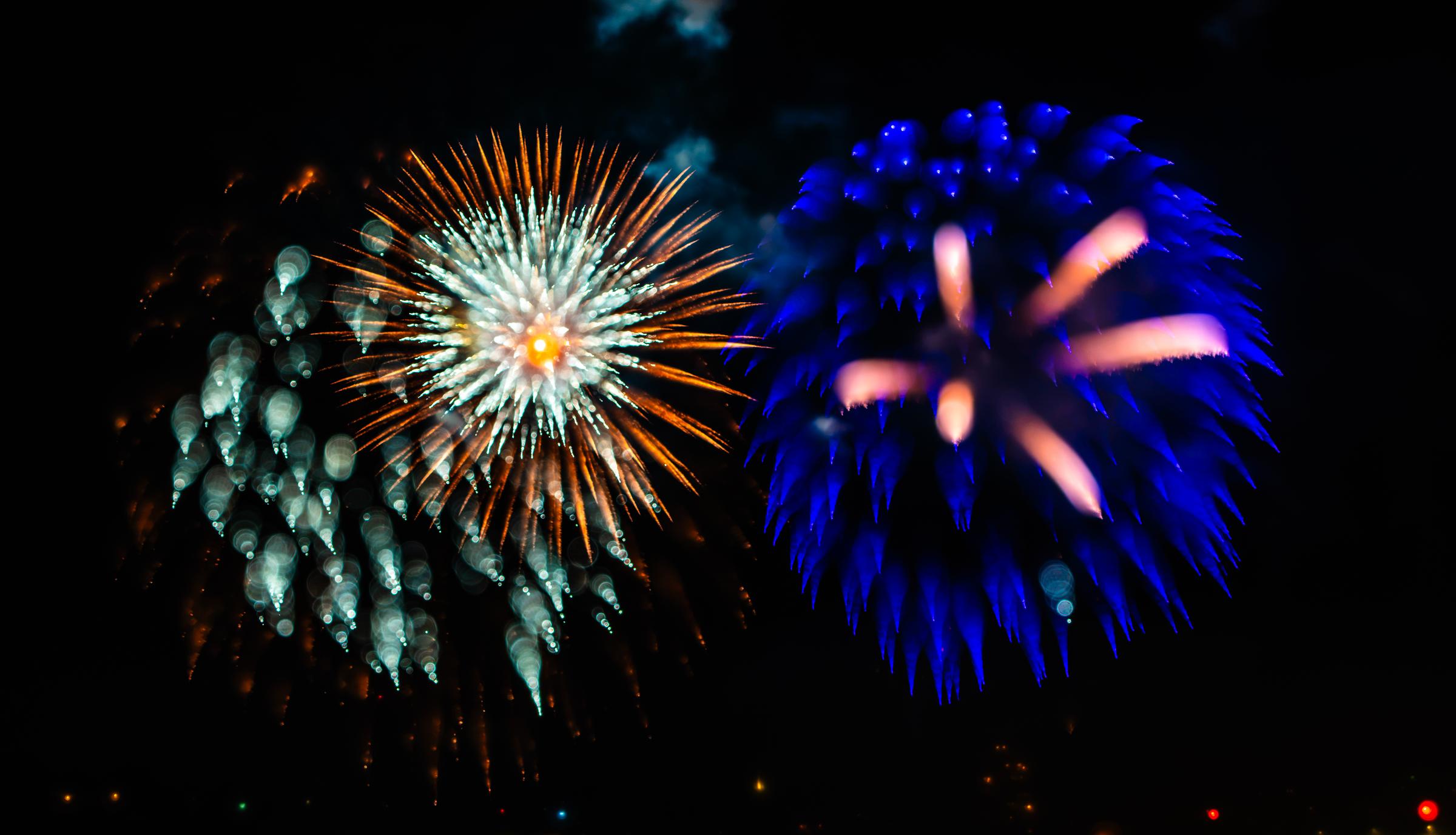 Colorful Fireworks Display Seattle Washington United States - 2
