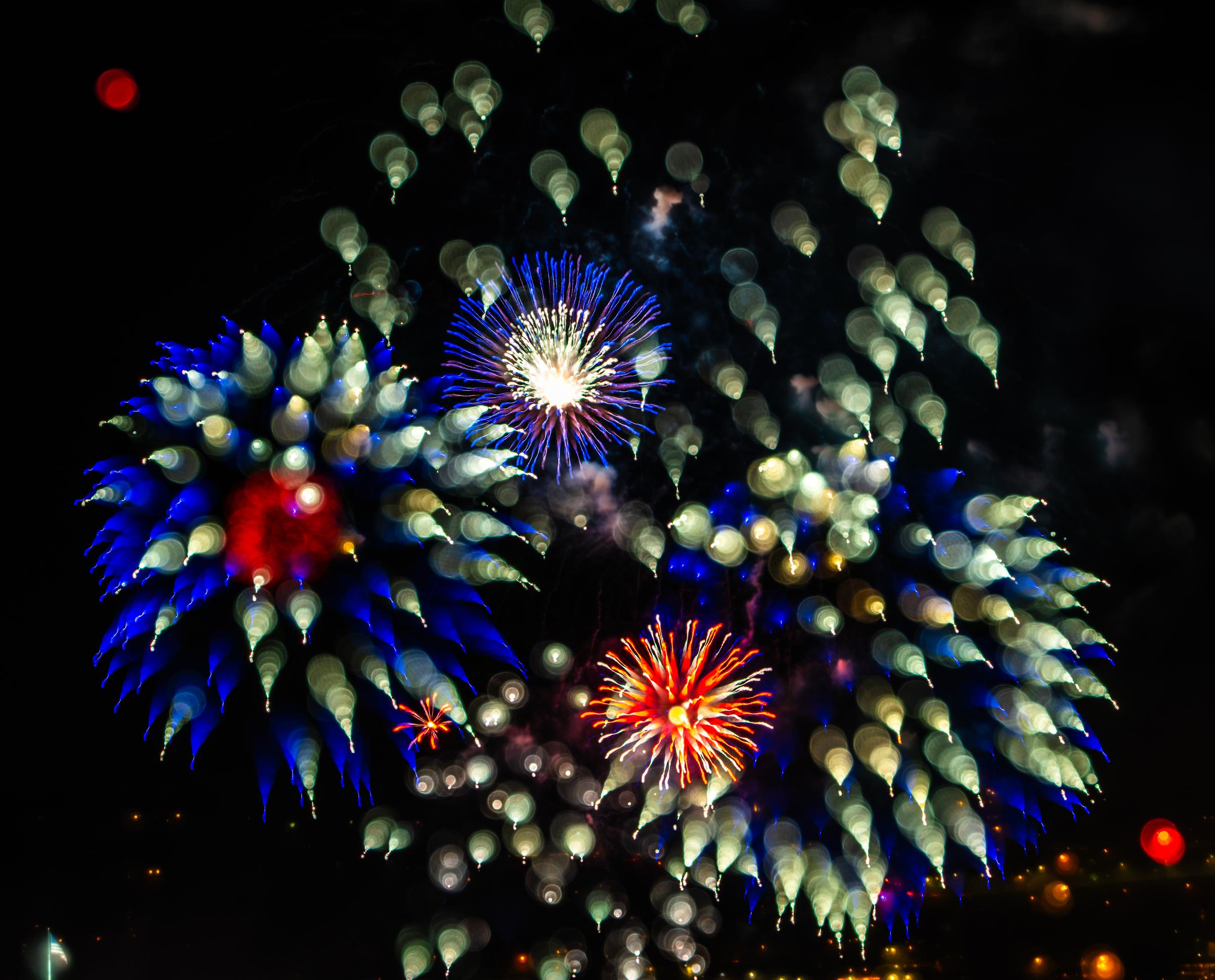 Colorful Fireworks Display Seattle Washington United States - 3