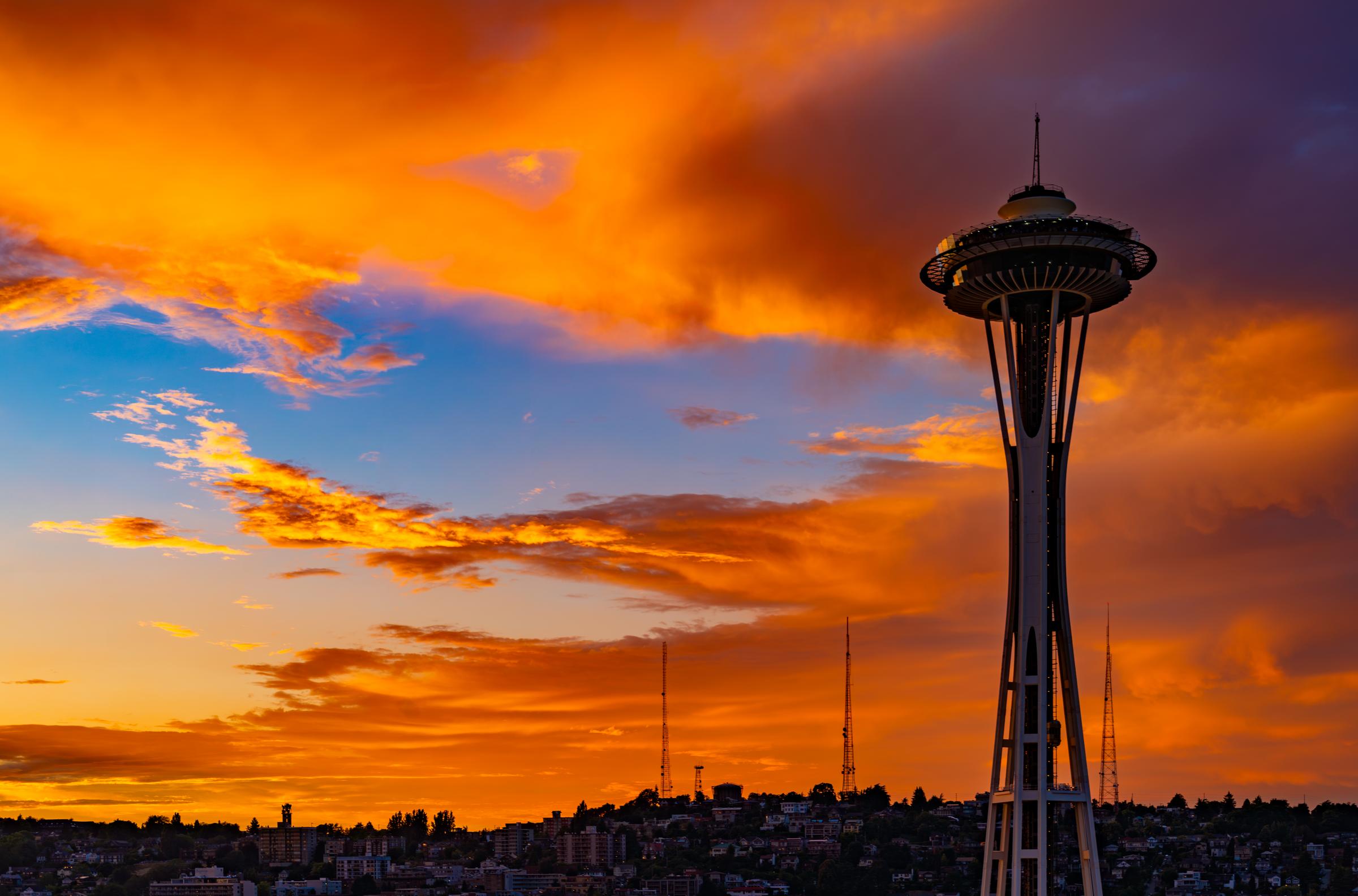 Space Needle at sunset Seattle Washington United States