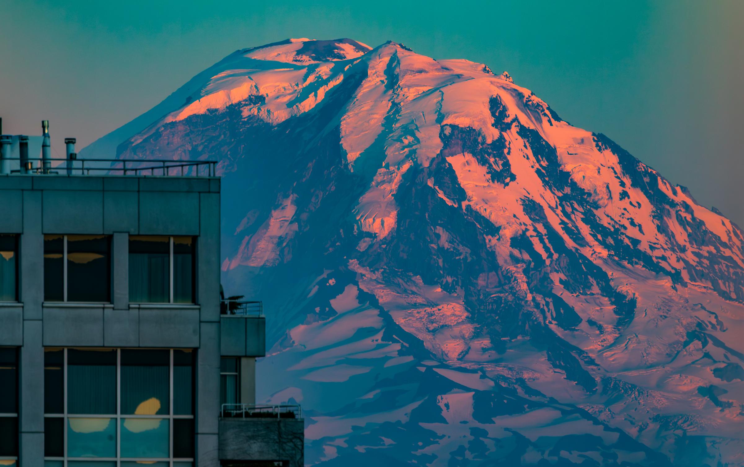 Mount Rainier at Sunset Seattle Washington United States