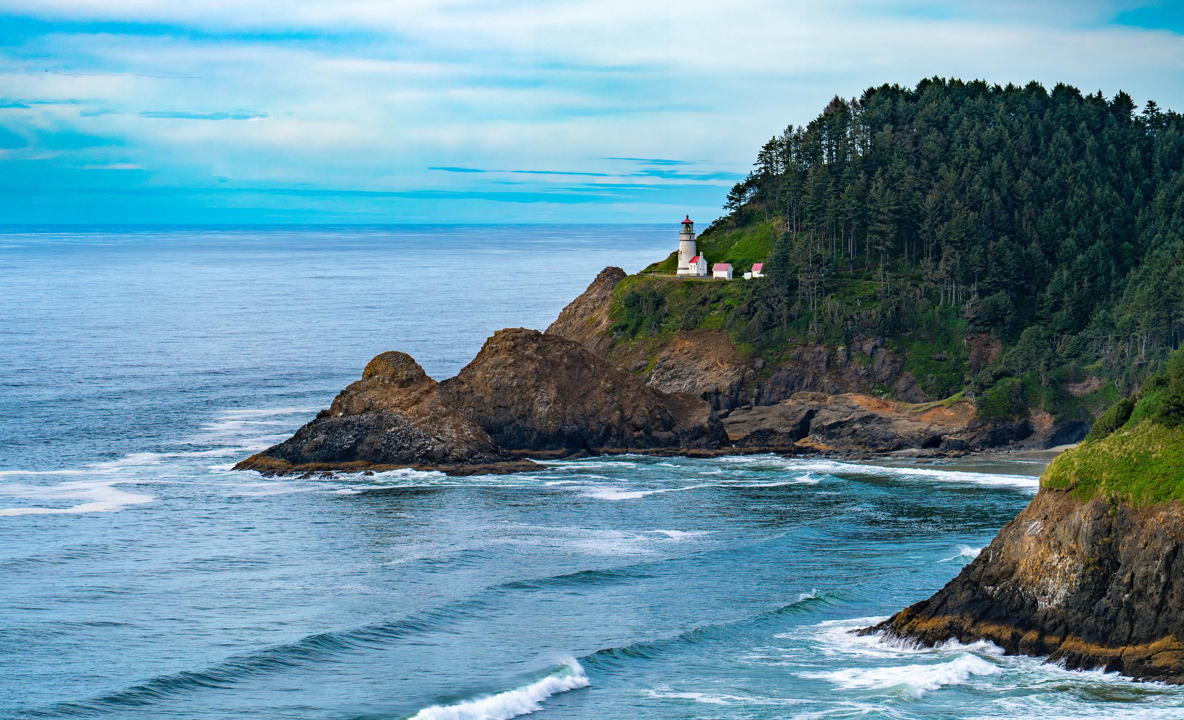 Lighthouse on a rocky coast Oregon Coast Oregon United States