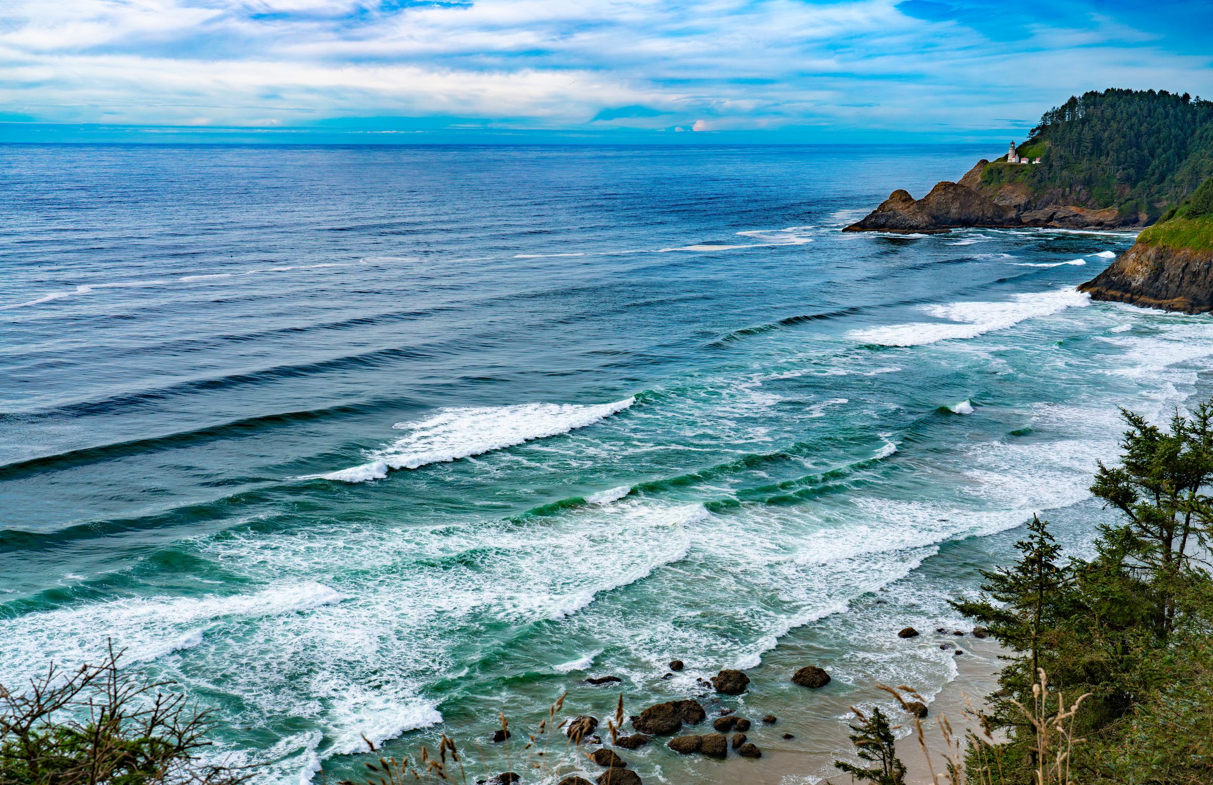 Ocean Waves Crashing on Rocky Shore Oregon Coast Oregon United States