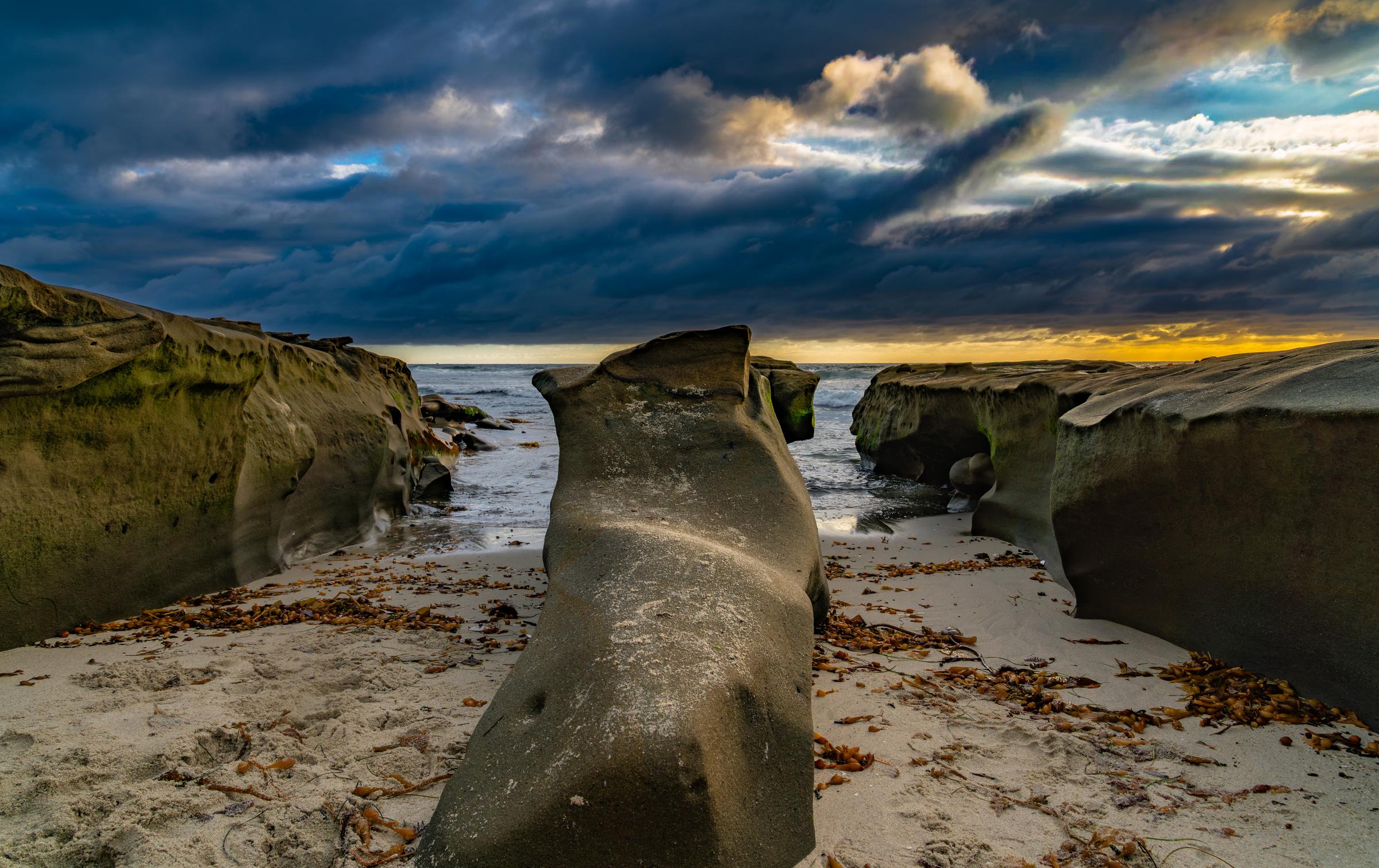 Rock Formation on Beach La Jolla California United States