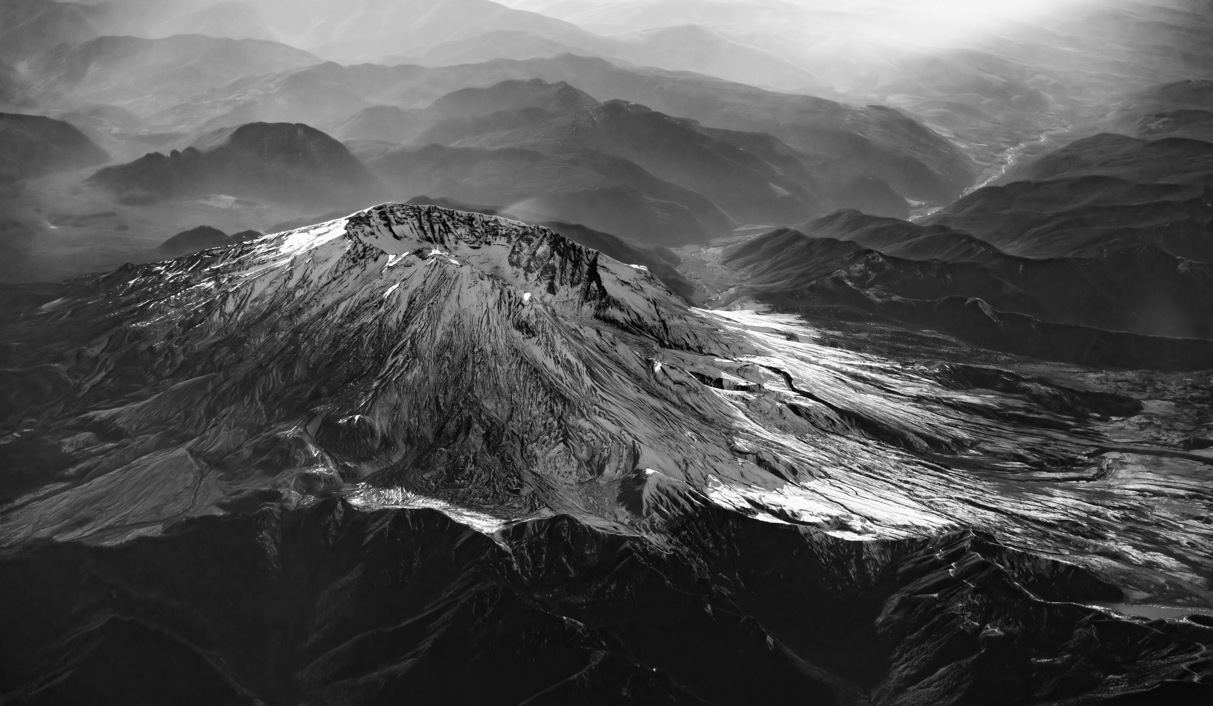 Aerial View of a Snow-Capped Mountain