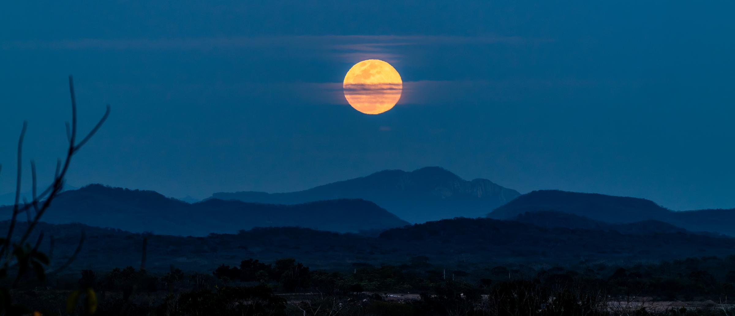 Full Moon Over Mountains Mazatlan Sinaloa Mexico