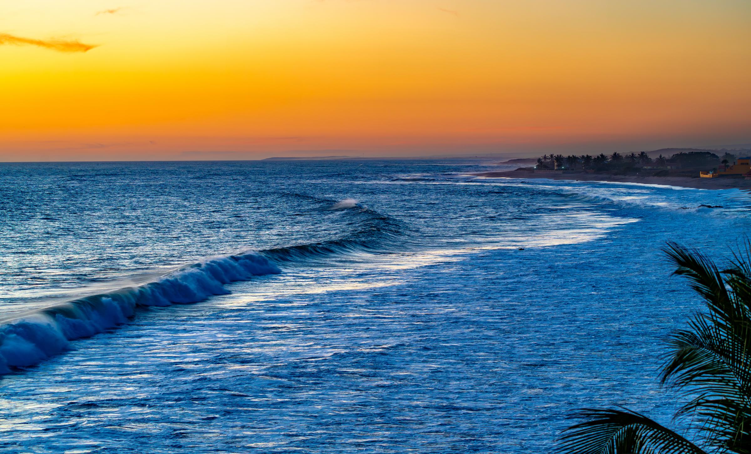 Ocean Waves at Sunset Mazatlan Sinaloa Mexico