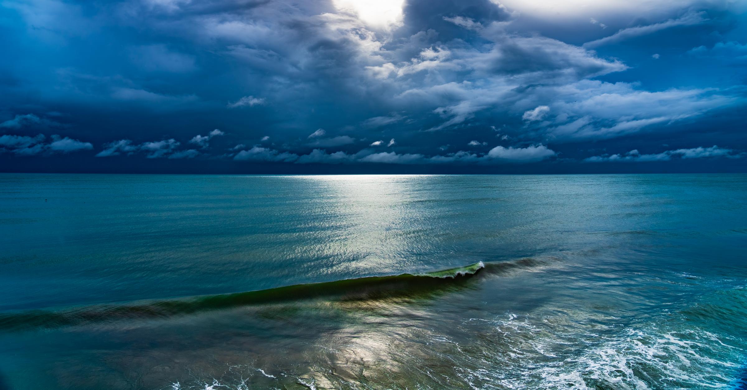 Ocean Waves Under Cloudy Sky Mazatlan Sinaloa Mexico