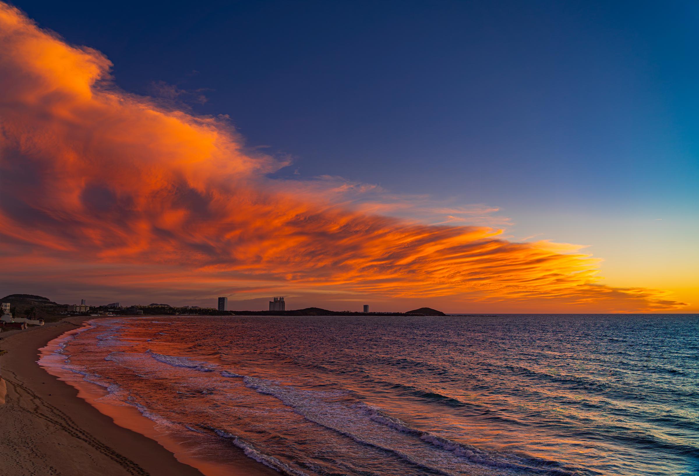 Sunset over the beach Mazatlan Sinaloa Mexico