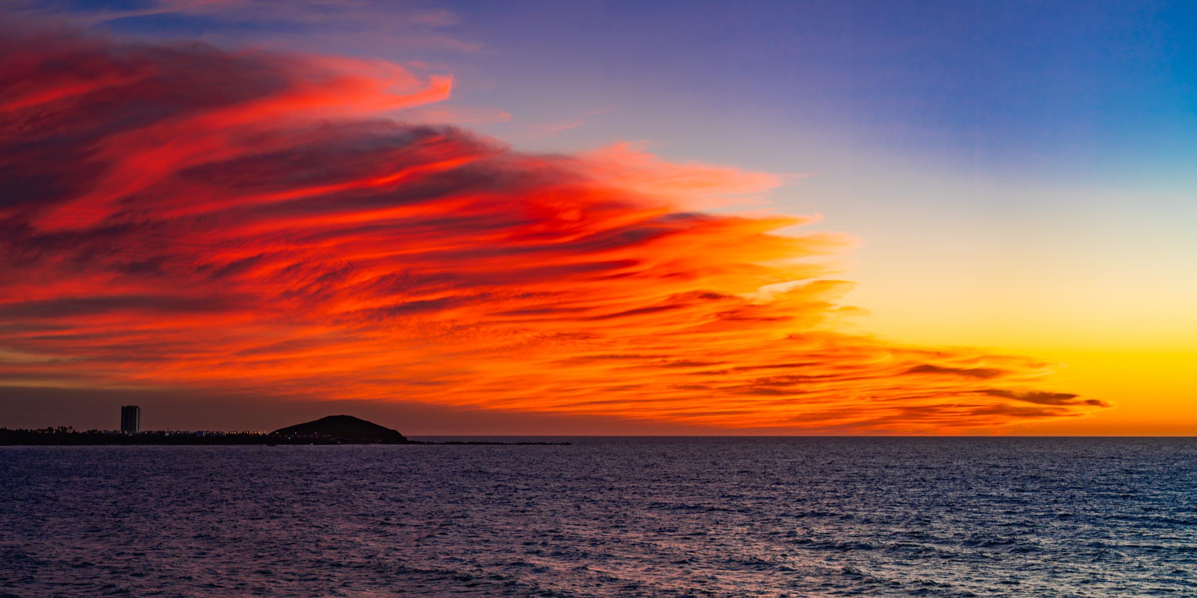 Vibrant sunset over the ocean Mazatlan Sinaloa Mexico