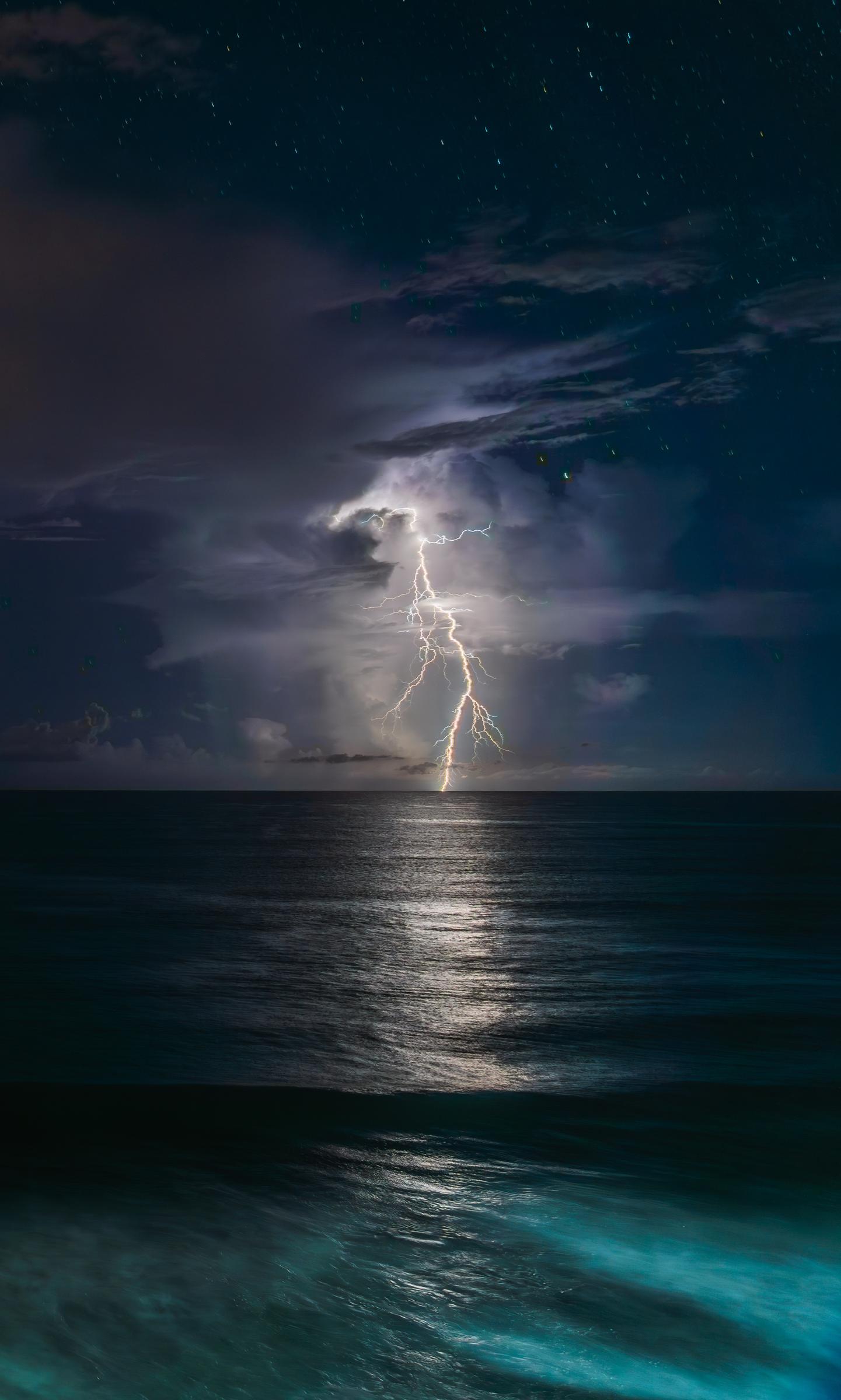 Lightning over the ocean Mazatlan Sinaloa Mexico