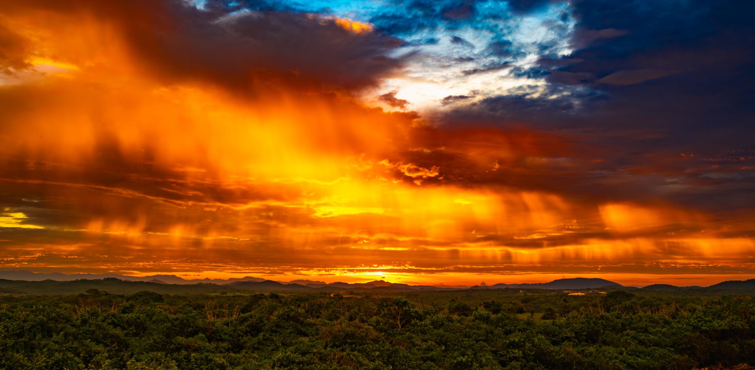 Dramatic Sunset Over Forest Mazatlan Sinaloa Mexico