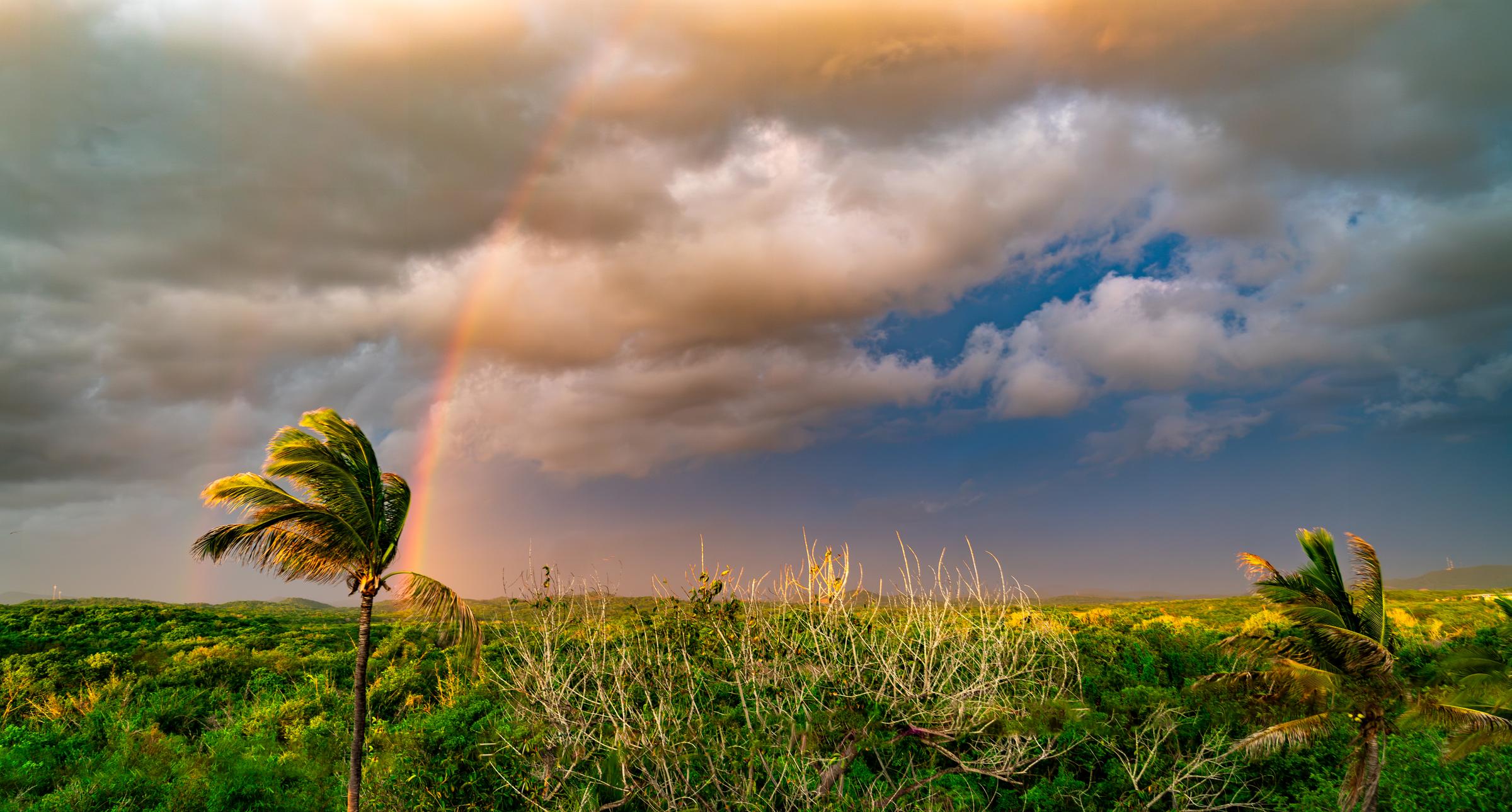 Rainbow over tropical landscape El Habal Sinaloa Mexico