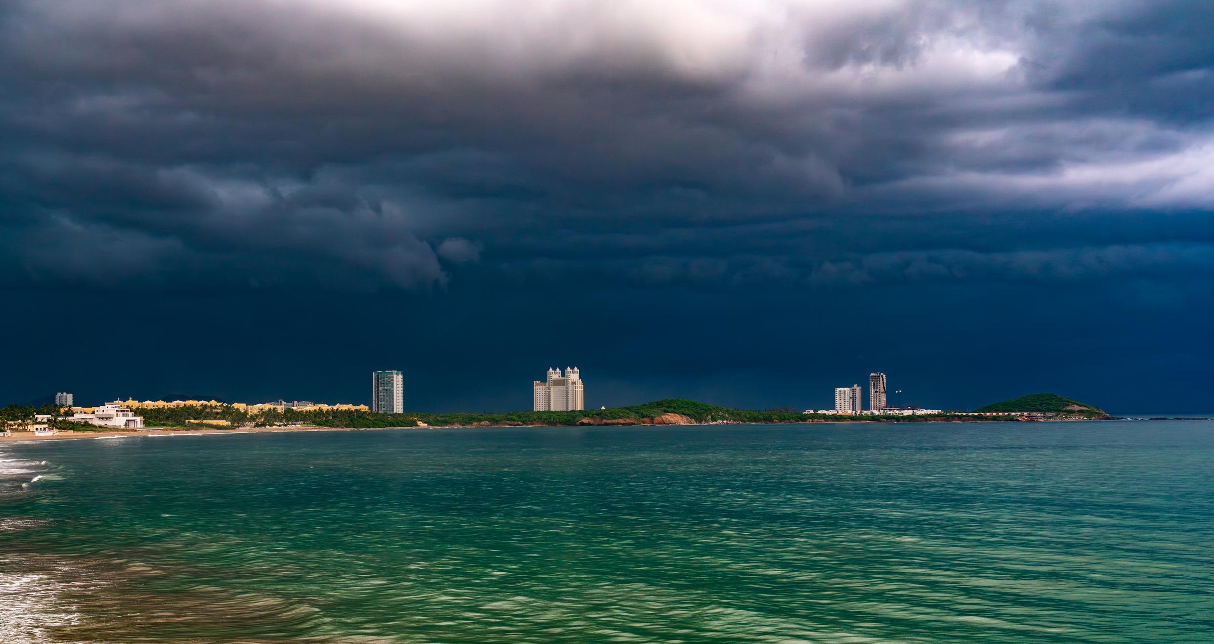 Stormy Sky Over Coastal City Mazatlan Sinaloa Mexico