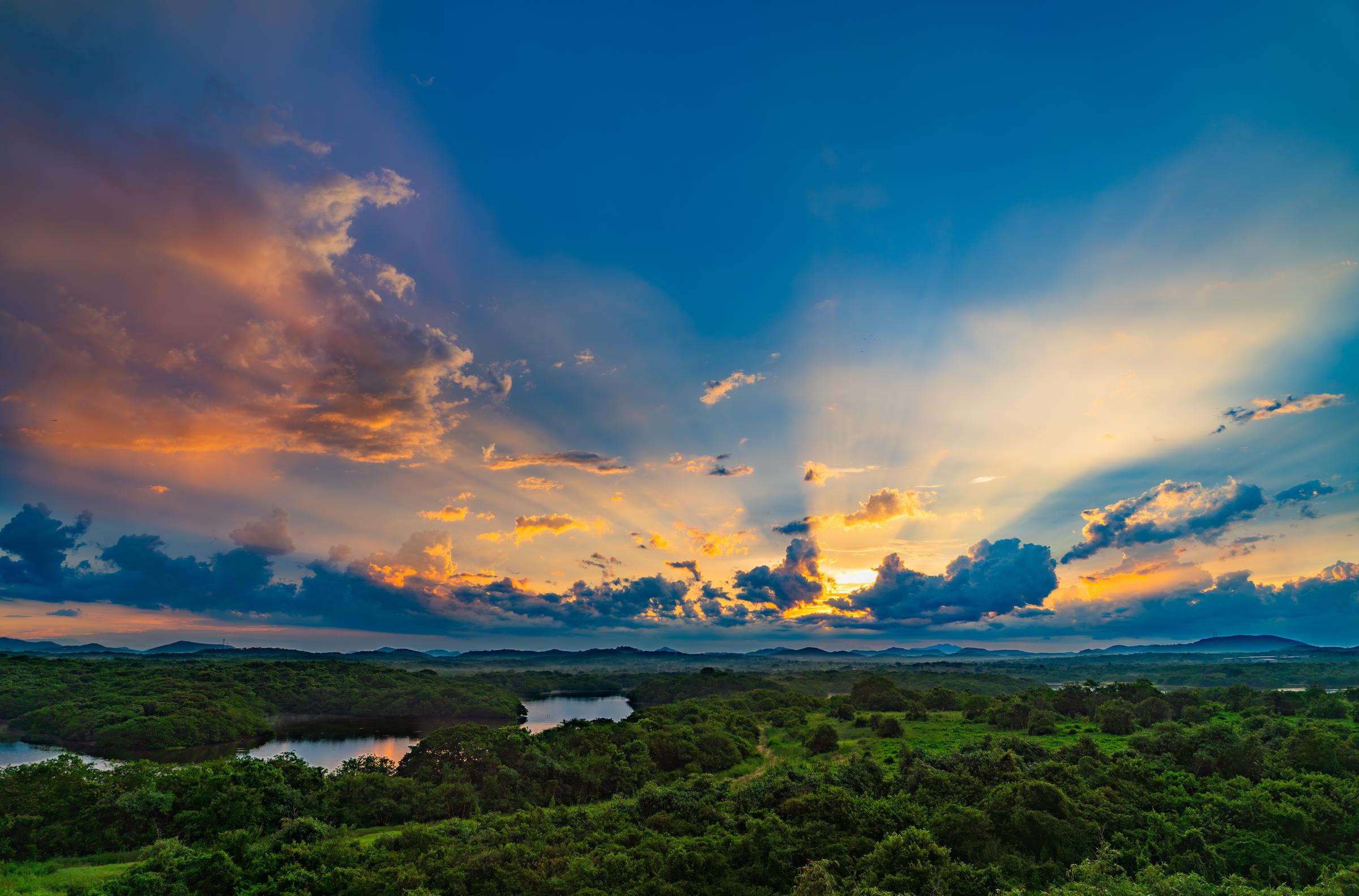 Sunset over a forested landscape Mazatlan Sinaloa Mexico