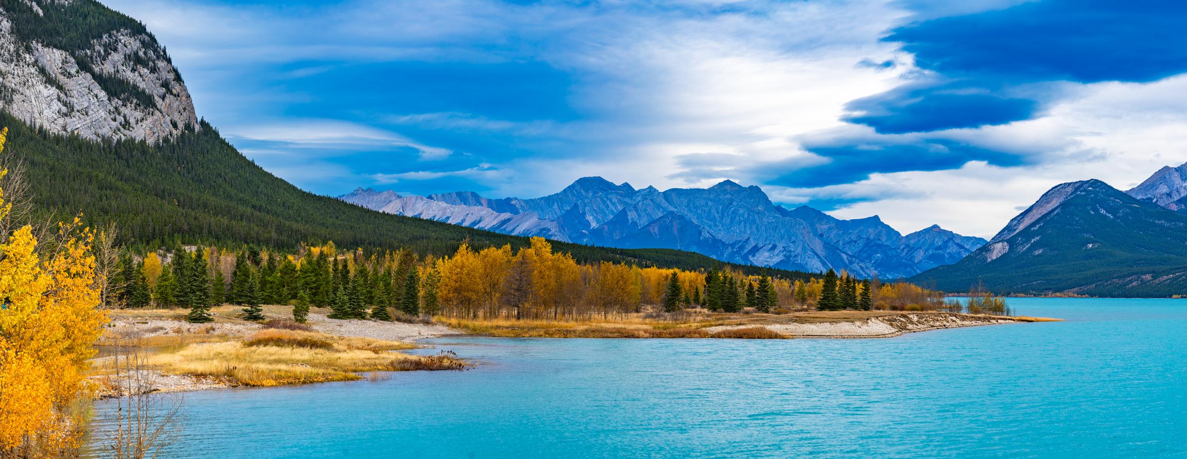 Lake and Mountain at Dusk Icefields Parkway British Columbia Canada