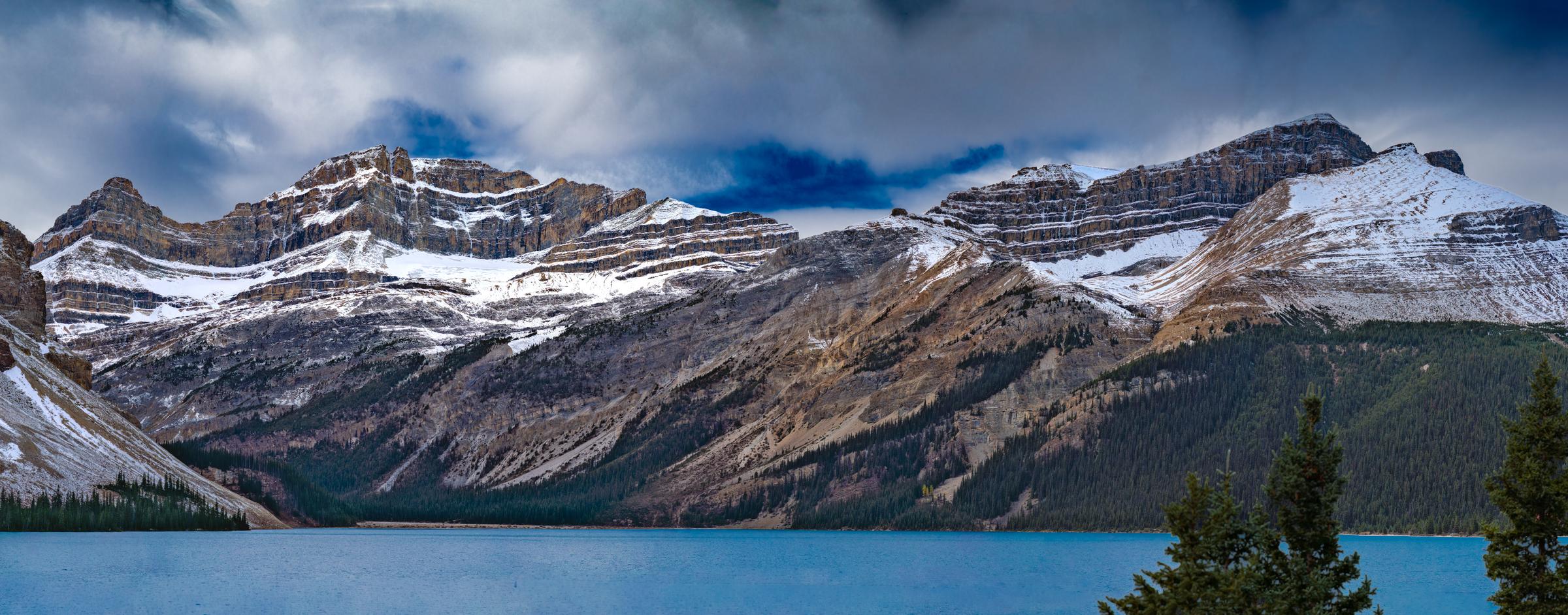 Majestic Mountain Range with Snow-Capped Peaks
